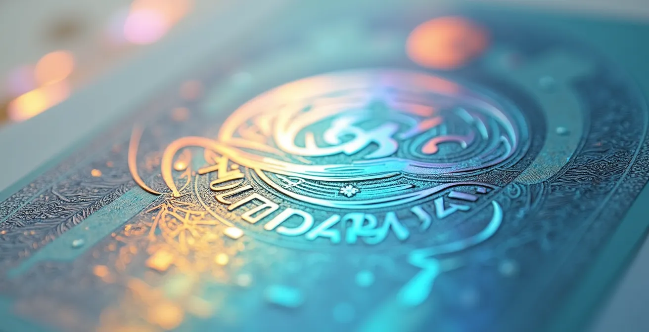 Détail macro d'un certificat officiel avec hologramme de sécurité
